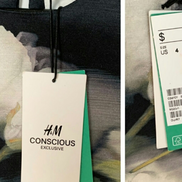 H & M Conscious Collection 39% Silk & 69% Linen peony dress - Picture 7 of 7